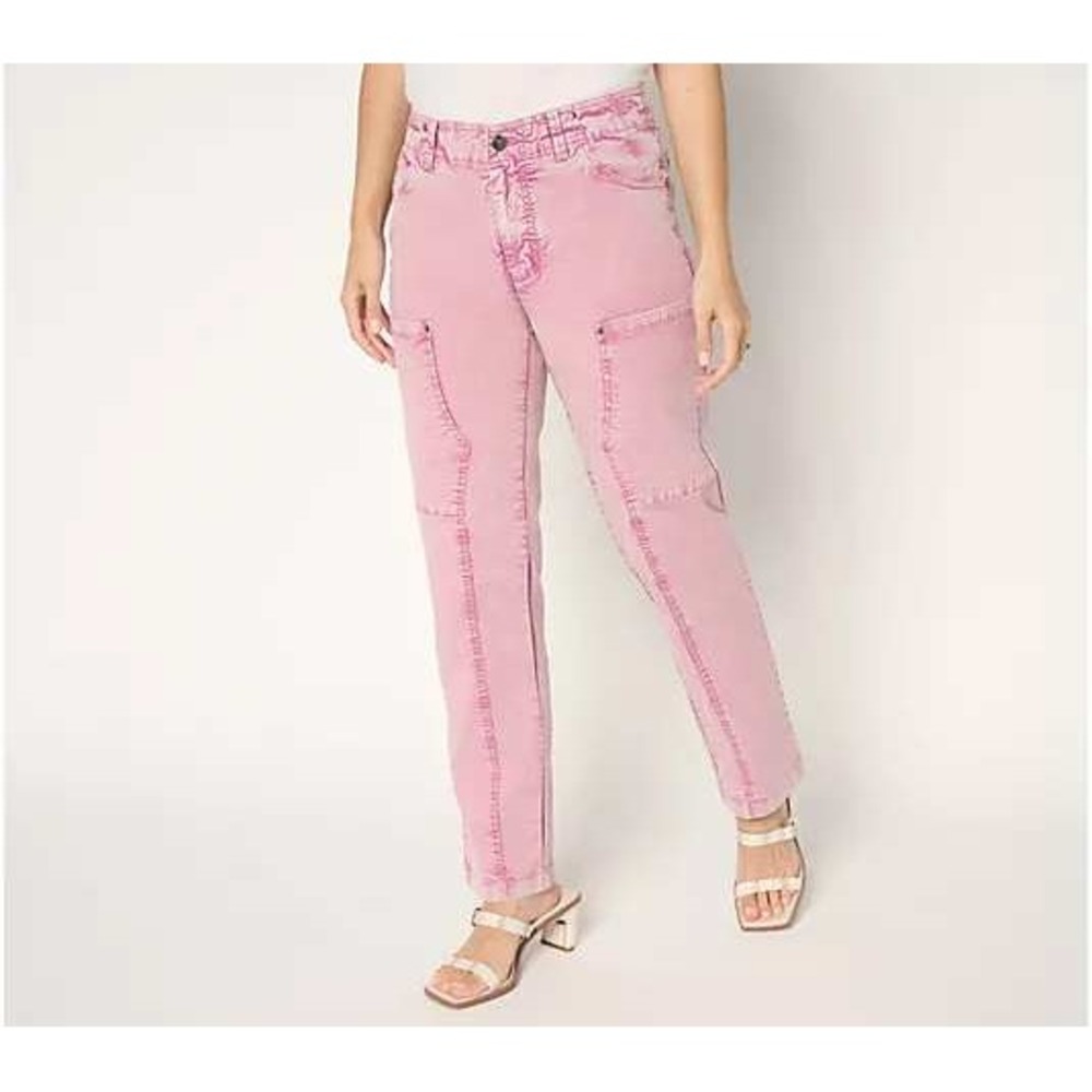 LOGO by Lori Goldstein‎ Petite Full Length Utility Pants Pink 6P